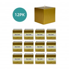 3 x 3 Inch Metallic Bronze Gold Square Pillar Candles (12pcs/Case) Bulk
