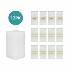 3 x 6 Inch White Square Pillar Candle  (12pcs/Case) Bulk