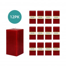 3 x 6 Inch Red Square Pillar Candle  (12pcs/Case) Bulk