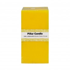 3 x 6 Inch Yellow Square Pillar Candle