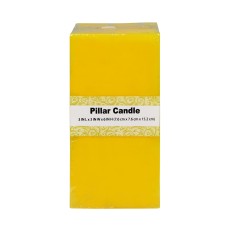 3 x 6 Inch Yellow Square Pillar Candle  (12pcs/Case) Bulk