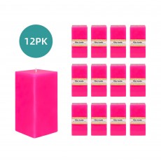 3 x 6 Inch Hot Pink Square Pillar Candle  (12pcs/Case) Bulk