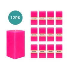 3 x 6 Inch Hot Pink Square Pillar Candle (12pcs/Case) Bulk