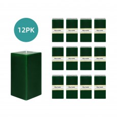3 x 6 Inch Hunter Green Square Pillar Candle  (12pcs/Case) Bulk