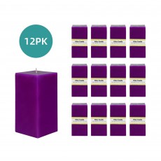 3 x 6 Inch Purple Square Pillar Candle  (12pcs/Case) Bulk
