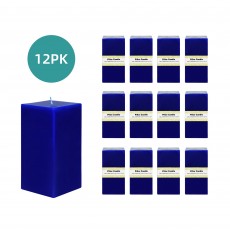 3 x 6 Inch Blue Square Pillar Candle  (12pcs/Case) Bulk