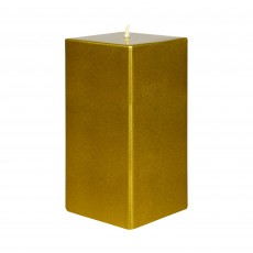 3 x 6 Inch Metallic  Bronze Gold Square Pillar Candle