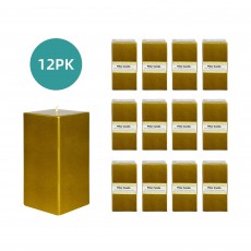 3 x 6 Inch Metallic Bronze Gold Square Pillar Candle  (12pcs/Case) Bulk