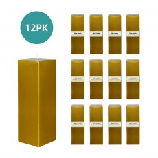 3 x 9 Inch Metallic Bronze Gold Square Pillar Candle (12pcs/Case) Bulk