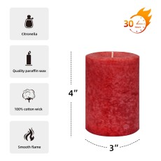 3 Inch x 4 Inch Cinnamon Cide Red Scented Pillar Candle