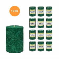 3 Inch x 4 Inch Green Fresh Forest Pine Scented Pillar Candle(12pcs/Case)
