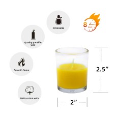 Yellow Citronella Round Glass Votive Candles (12pc/Box)