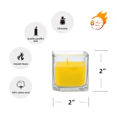 Yellow Citronella Square Glass Votive Candles (12pc/Box)