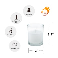 White Round Glass Votive Candles (12pc/Box)