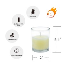 Ivory Round Glass Votive Candles (12pc/Box)