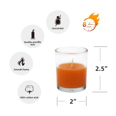 Orange Round Glass Votive Candles (96pcs/Case) Bulk