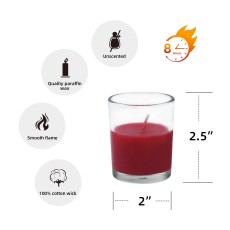 Red Round Glass Votive Candles (96pcs/Case) Bulk
