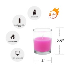 Hot Pink Round Glass Votive Candles (96pcs/Case) Bulk