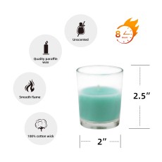 Aqua Round Glass Votive Candles (96pcs/Case) Bulk