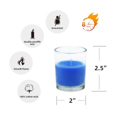 Blue Round Glass Votive Candles (12pc/Box)
