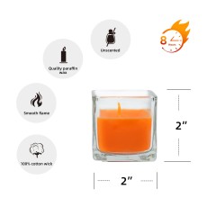 Orange Square Glass Votive Candles (12pc/Box)