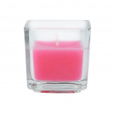 Hot Pink Square Glass Votive Candles (12pc/Box)