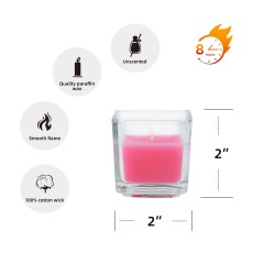 Hot Pink Square Glass Votive Candles (12pc/Box)