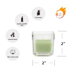 Sage Green Square Glass Votive Candles (12pc/Box)