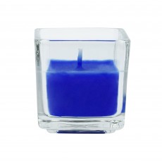 Blue Square Glass Votive Candles (12pc/Box)