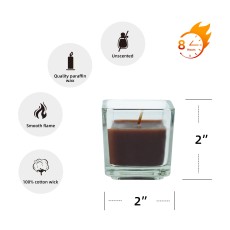 Brown Square Glass Votive Candles (12pc/Box)