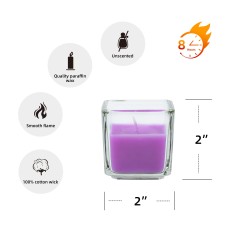 Purple Square Glass Votive Candles (12pc/Box)
