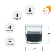 Black Square Glass Votive Candles (12pc/Box)