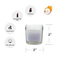 Lavender Square Glass Votive Candles (12pc/Box)