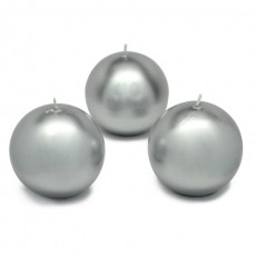 3" Metallic Silver Ball Candles (36pcs/Case) Bulk