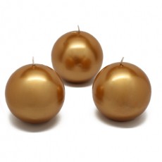 3" Metallic Gold Ball Candles (36pcs/Case) Bulk