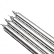10" Metallic Silver Straight Taper Candles (144pcs/Case) Bulk