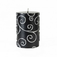 3 x 4" Black Scroll Pillar Candle