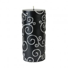 3 x 6" Black Scroll Pillar Candle (12pcs/Case) Bulk