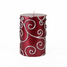 3 x 4" Red Scroll Pillar Candle