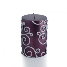 3 x 4" Purple Scroll Pillar Candle