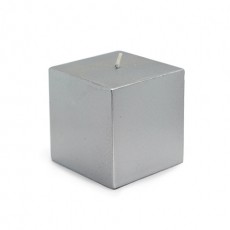 3 x 3" Metallic Silver Square Pillar Candles (12pcs/Case) Bulk