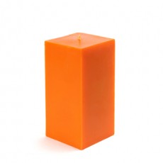 3 x 6" Orange Square Pillar Candle  (12pcs/Case) Bulk