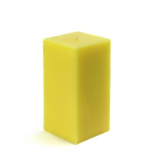 3 x 6" Yellow Square Pillar Candle  (12pcs/Case) Bulk
