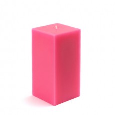 3 x 6" Hot Pink Square Pillar Candle  (12pcs/Case) Bulk