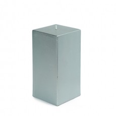 3 x 6" Metallic Silver Square Pillar Candle  (12pcs/Case) Bulk