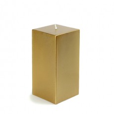 3 x 6 Inch Metallic  Bronze Gold Square Pillar Candle