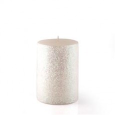 3 x 4" Metallic White Glitter Pillar Candle (12pcs/Case) Bulk