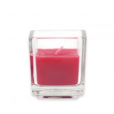Red Square Glass Votive Candles (12pc/Box)