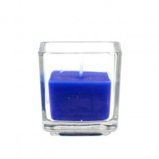 Blue Square Glass Votive Candles (12pc/Box)